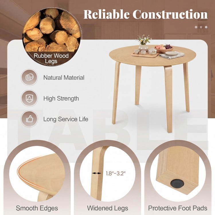 37.5" Round Dining Table with Rubber Wood Legs for Small Space-Natural