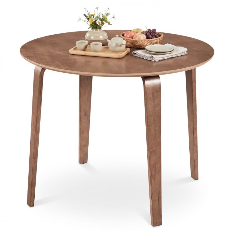 37.5" Round Dining Table with Rubber Wood Legs for Small Space-Walnut