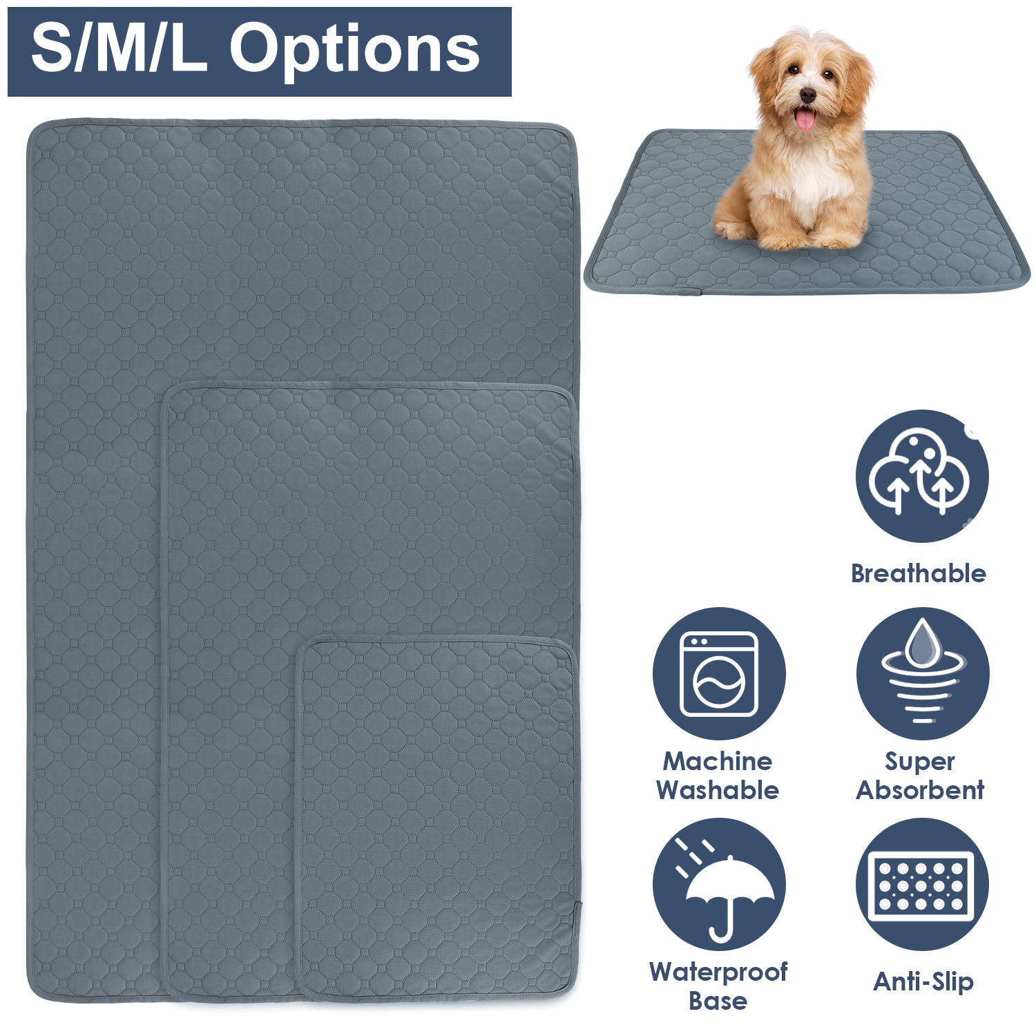 Washable Dog Pee Pad Reusable Puppy Potty Training Pads Waterproof Absorbent Whelping Mat Cat Pee Cushion for Dogs Pets Cats