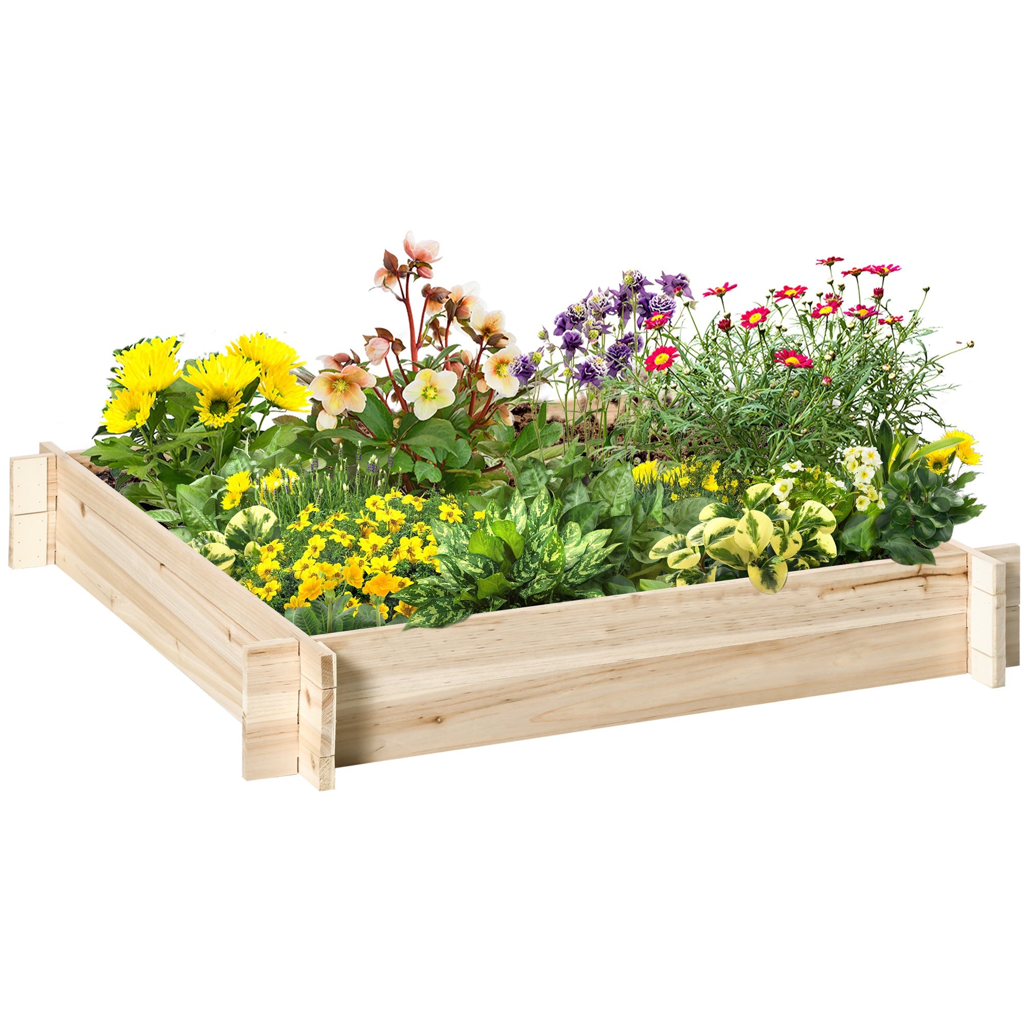 Outsunny Screwless Raised Garden Bed: 39"x39" Wooden Easy DIY Planter Box for Veggies, Flowers & Herbs