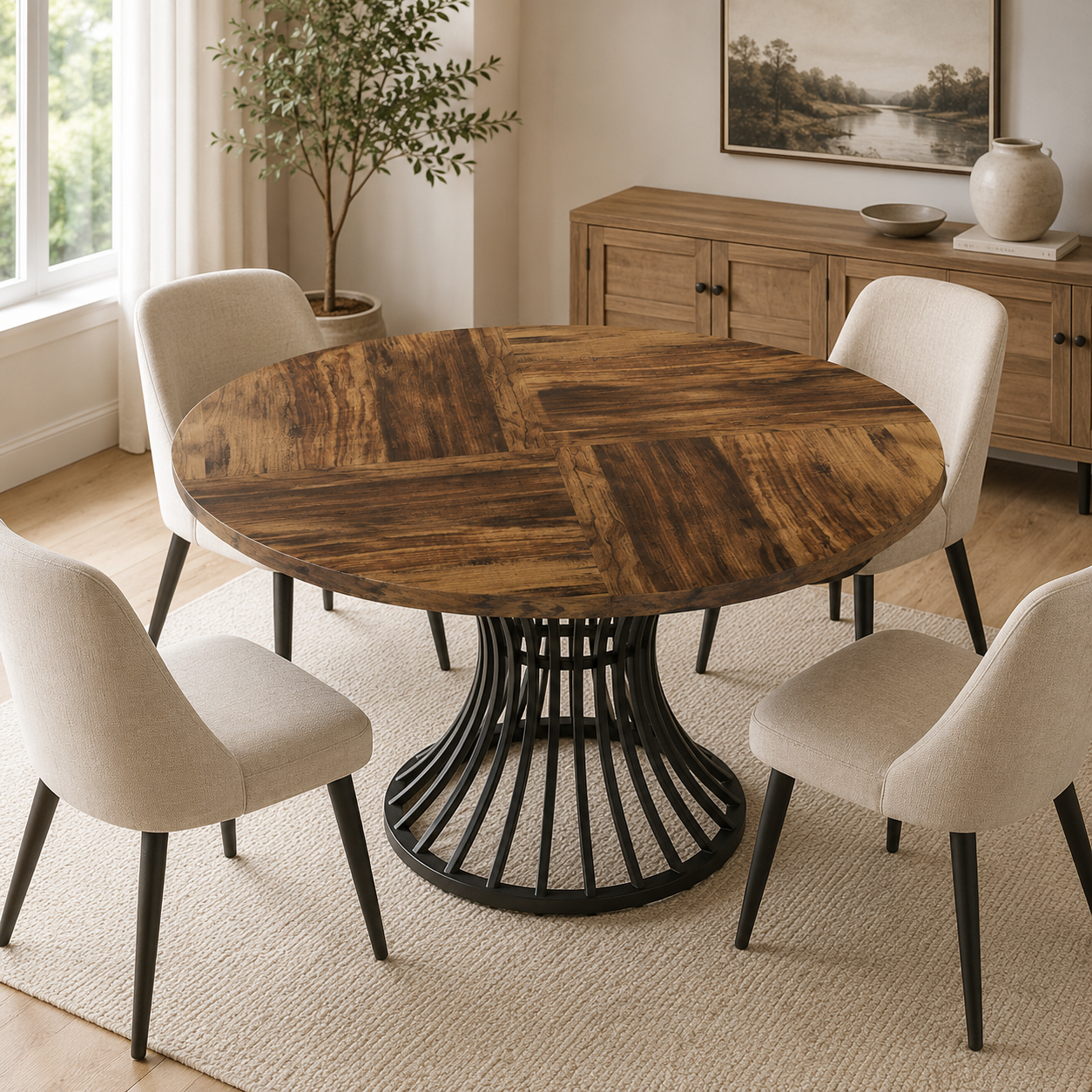 47” Modern Farmhouse Round Kitchen Table