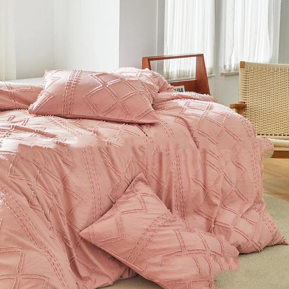 Cut Flower Geometric Simple Pure Color Duvet Cover Pillowcase