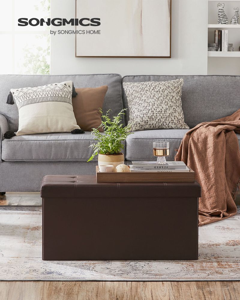 SONGMICS Folding Storage Ottoman Bench