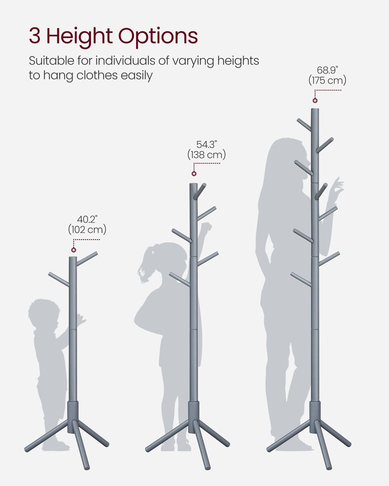 VASAGLE Solid Wood Coat Rack with 8 Hooks