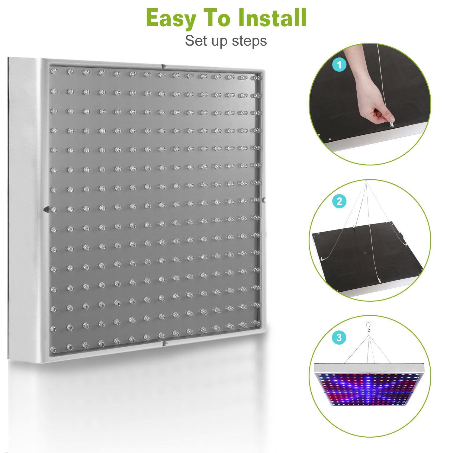 LED Grow Light Full Spectrum Hanging 225 LEDs Plant Grow Lamp Indoor Grow Light for Greenhouse Succulents Seedlings Plants Veg and Flower?15W LEDs?