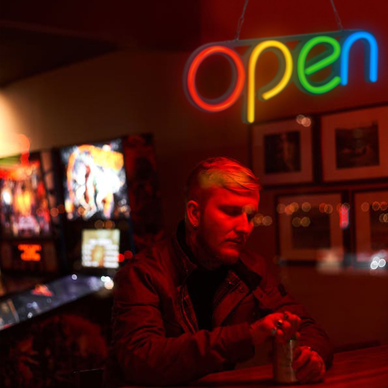 Neon Open Sign Light 15.75x6in Business Store Café Restaurant Bar Salon Commercial Lighting