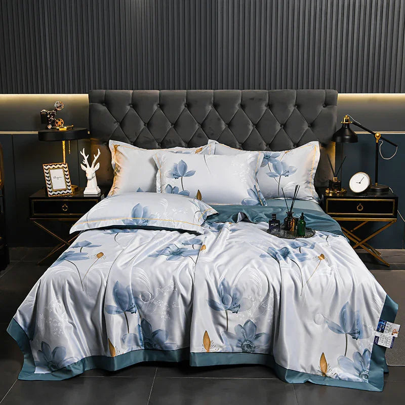 Printed Washed Tencel Summer Cooling Duvet Four-piece Set