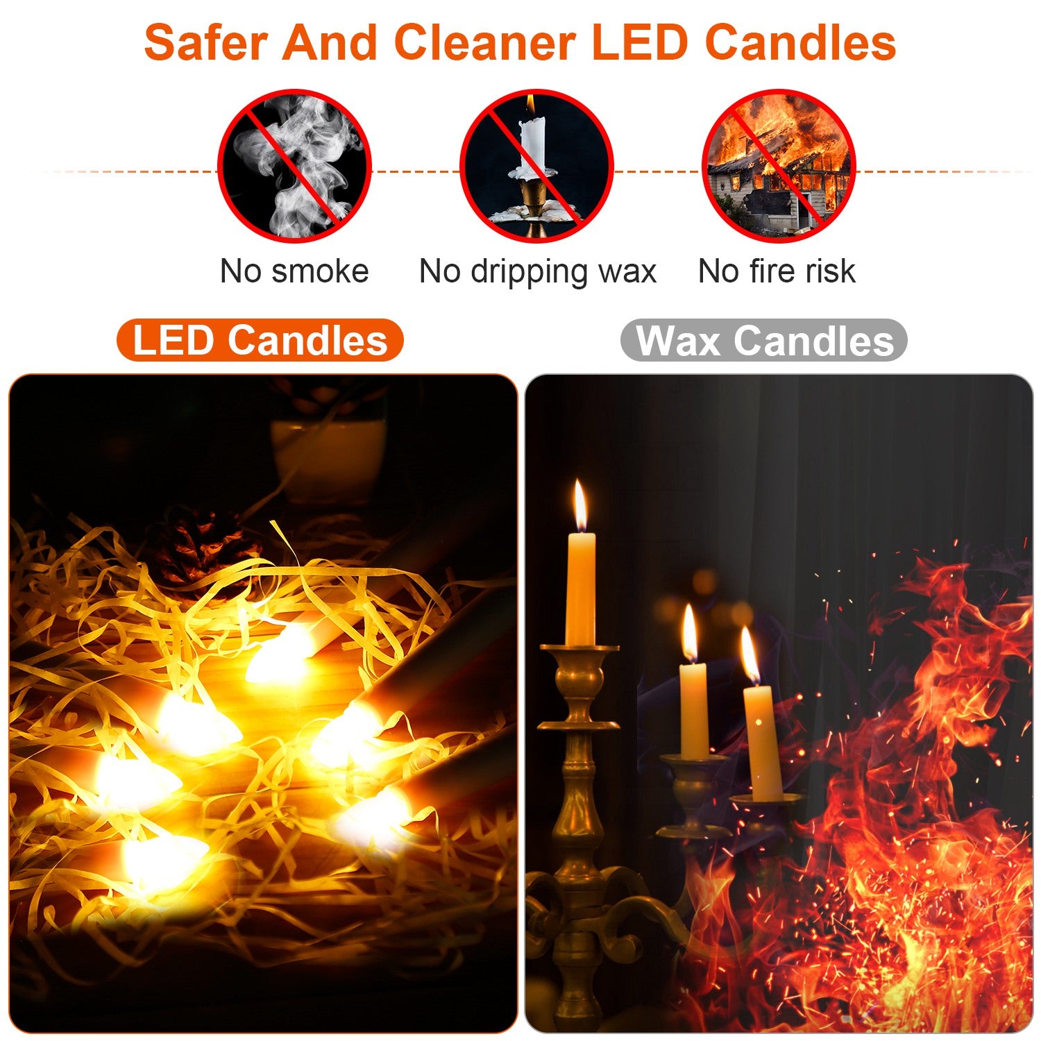 6 Packs Flameless Taper Candles 9.8in Electric LED Candles Warm White w/ 4 Light Modes Remote Control Timer Removable Candlesticks