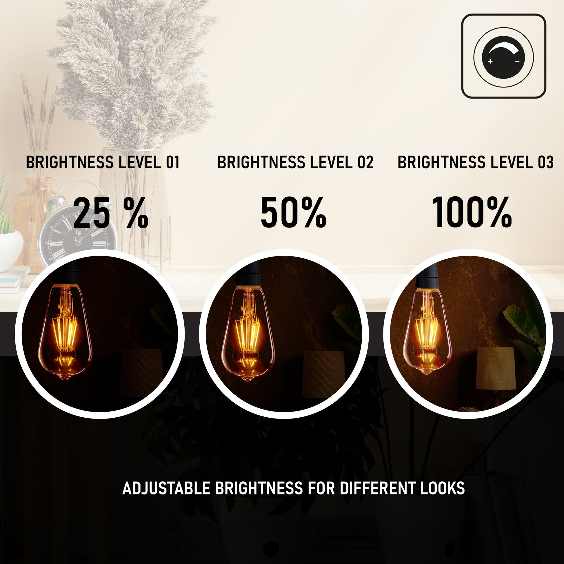 ST64 8W LED Edison Bulb Warm White Dimmable E26 Vintage LED Filament Light Bulb~1045