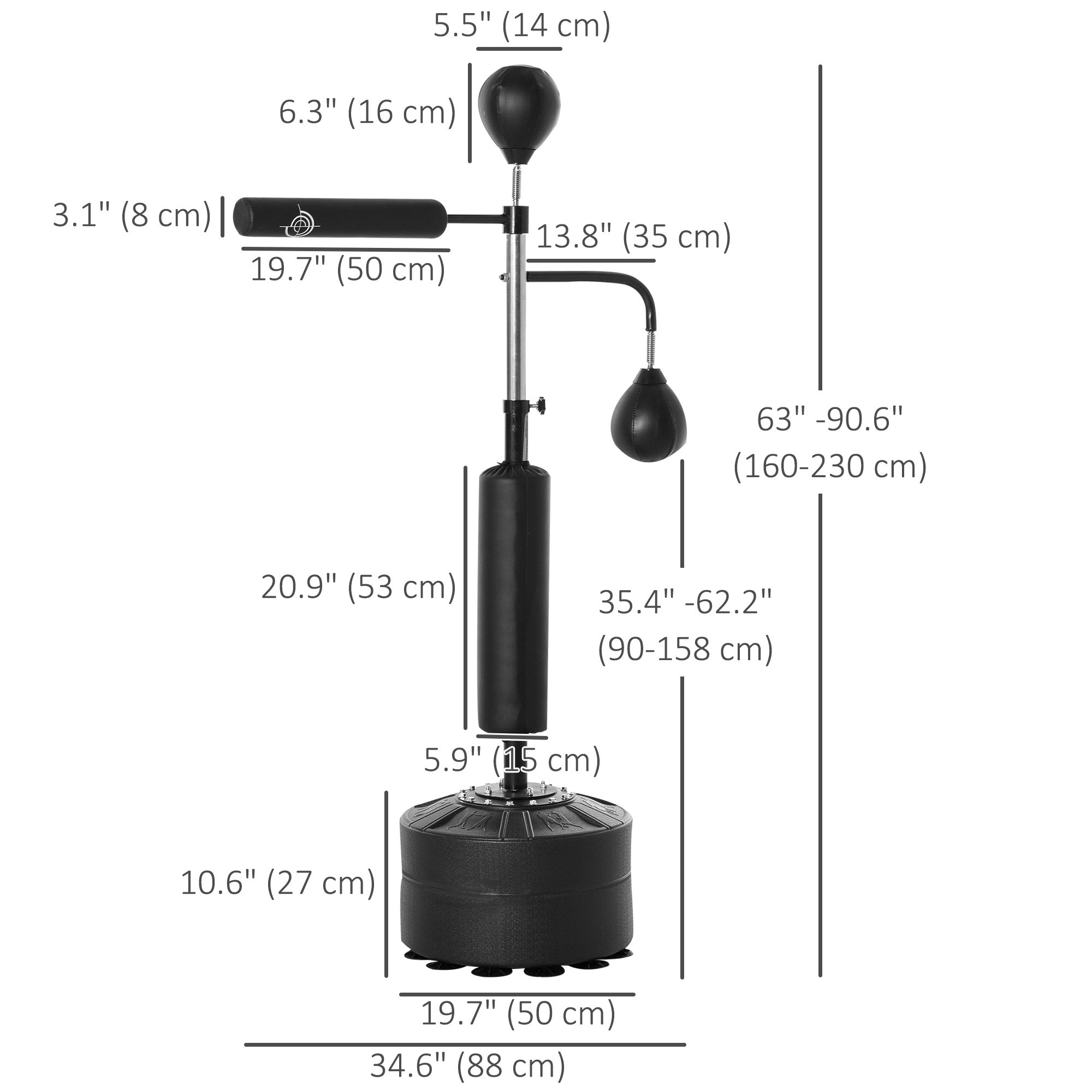 Soozier 3-in-1 Boxing Punching Bag Stand with Speedballs Relax Bar PU-Wrapped Bag Adjustable Height for Home Gym