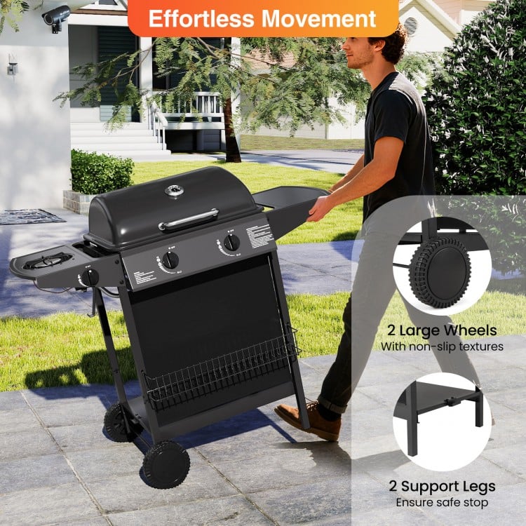 39 000 BTU Outdoor Burner Propane Gas Grill on Wheels-Black
