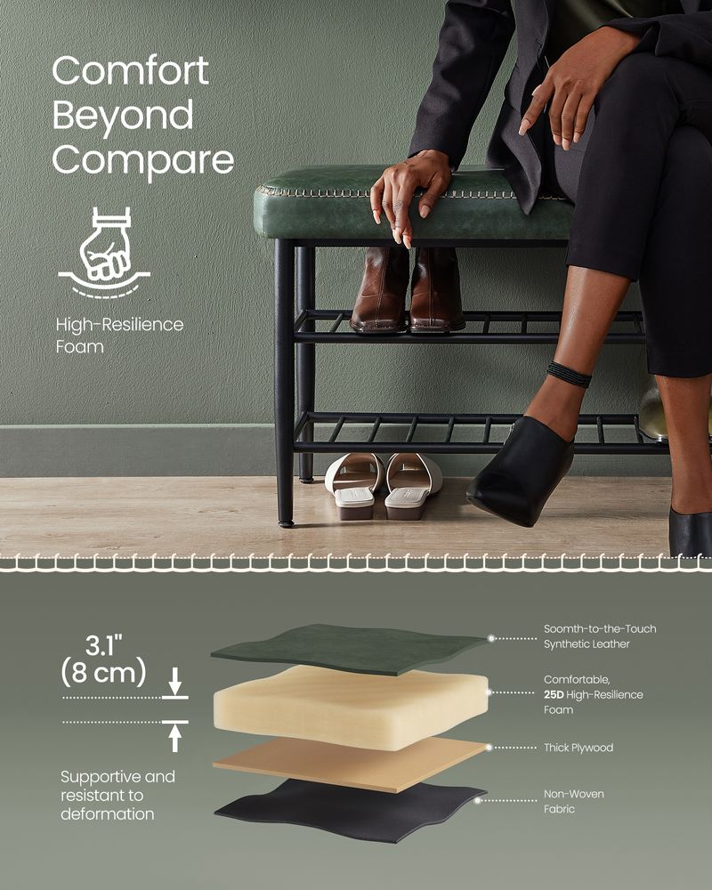 VASAGLE EKHO Collection - Shoe Bench with Metal Shelves