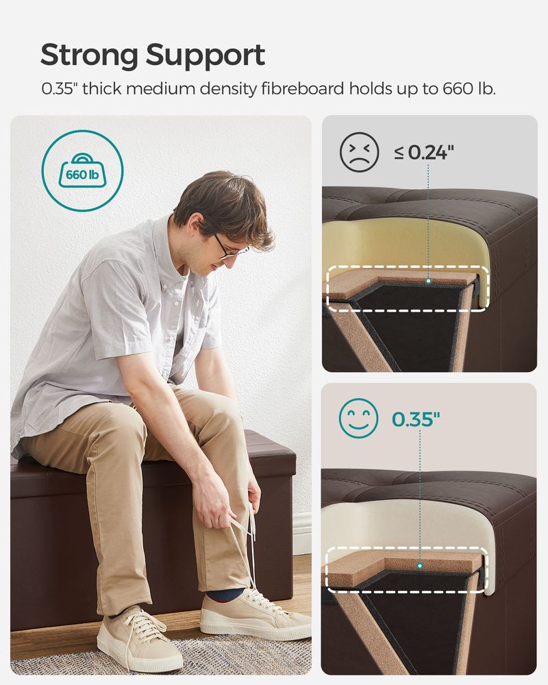 SONGMICS Folding Storage Ottoman Bench