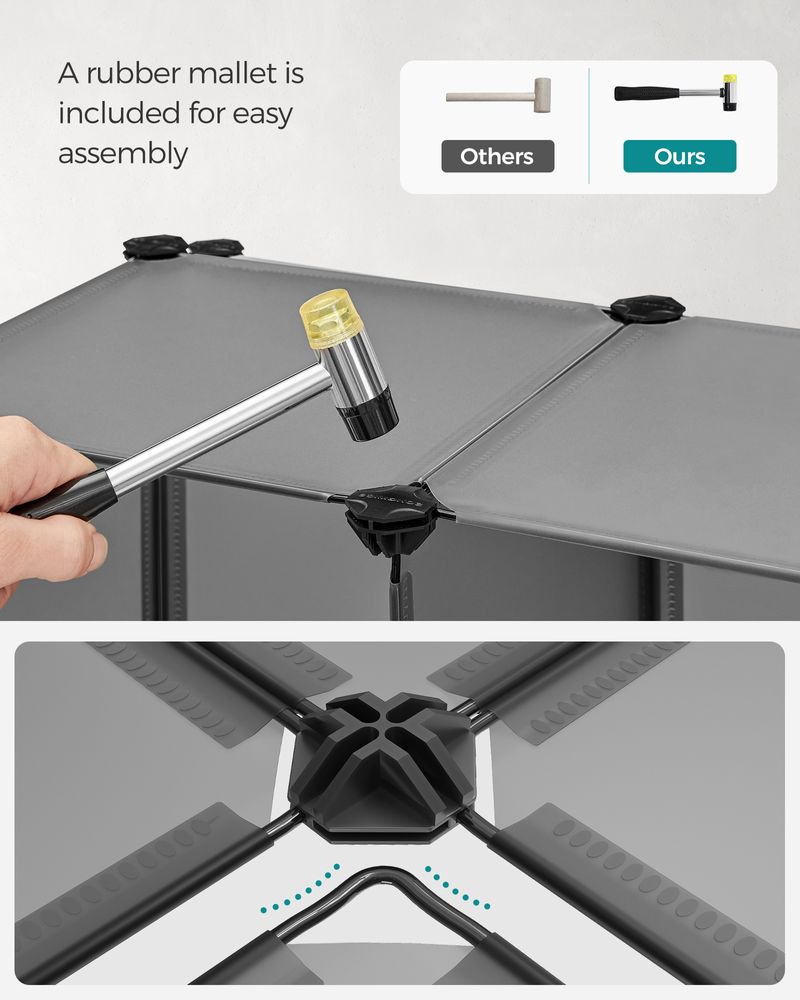 SONGMICS 6 Cube Storage Organizer with Feet and Rubber Mallet