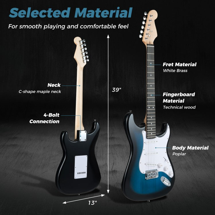 Full-Size Electric Guitar Starter Kit | 6-String Guitar with 15W Amplifier, Gig Bag & Accessories