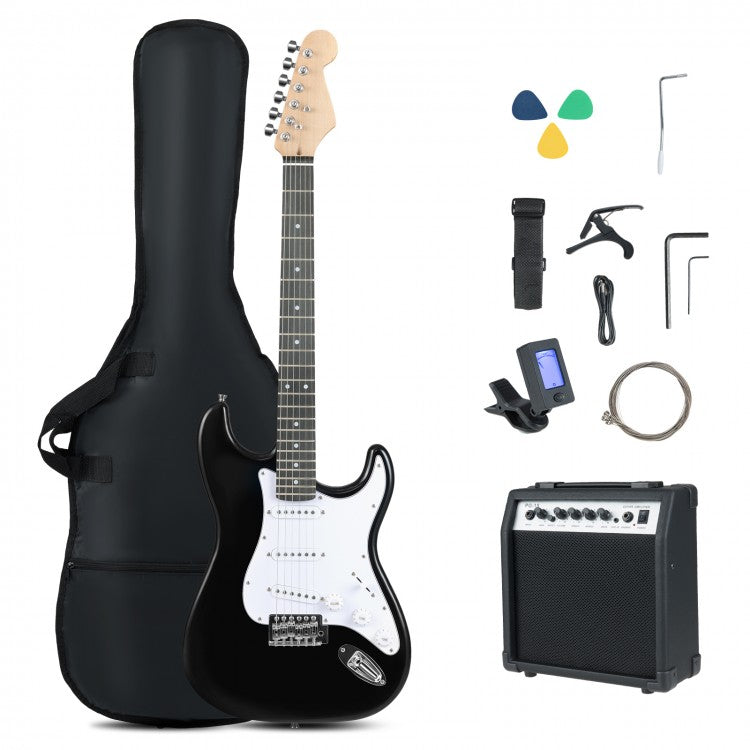 Full-Size Electric Guitar Starter Kit | 6-String Guitar with 15W Amplifier, Gig Bag & Accessories