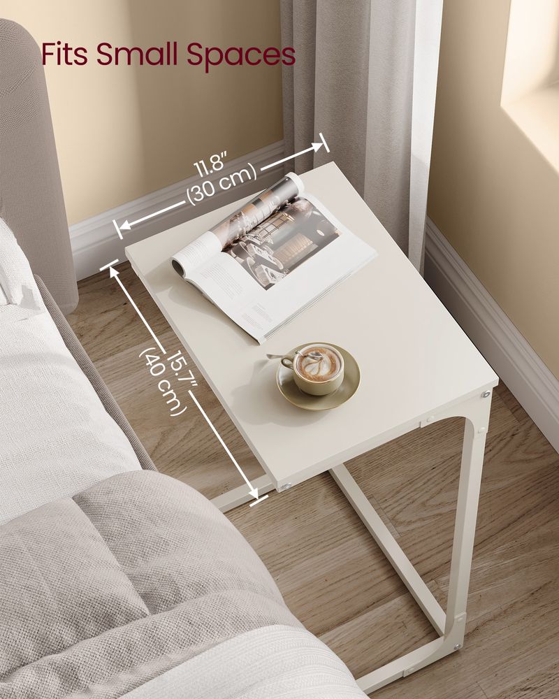 VASAGLE C-Shaped End Table with Metal Frame