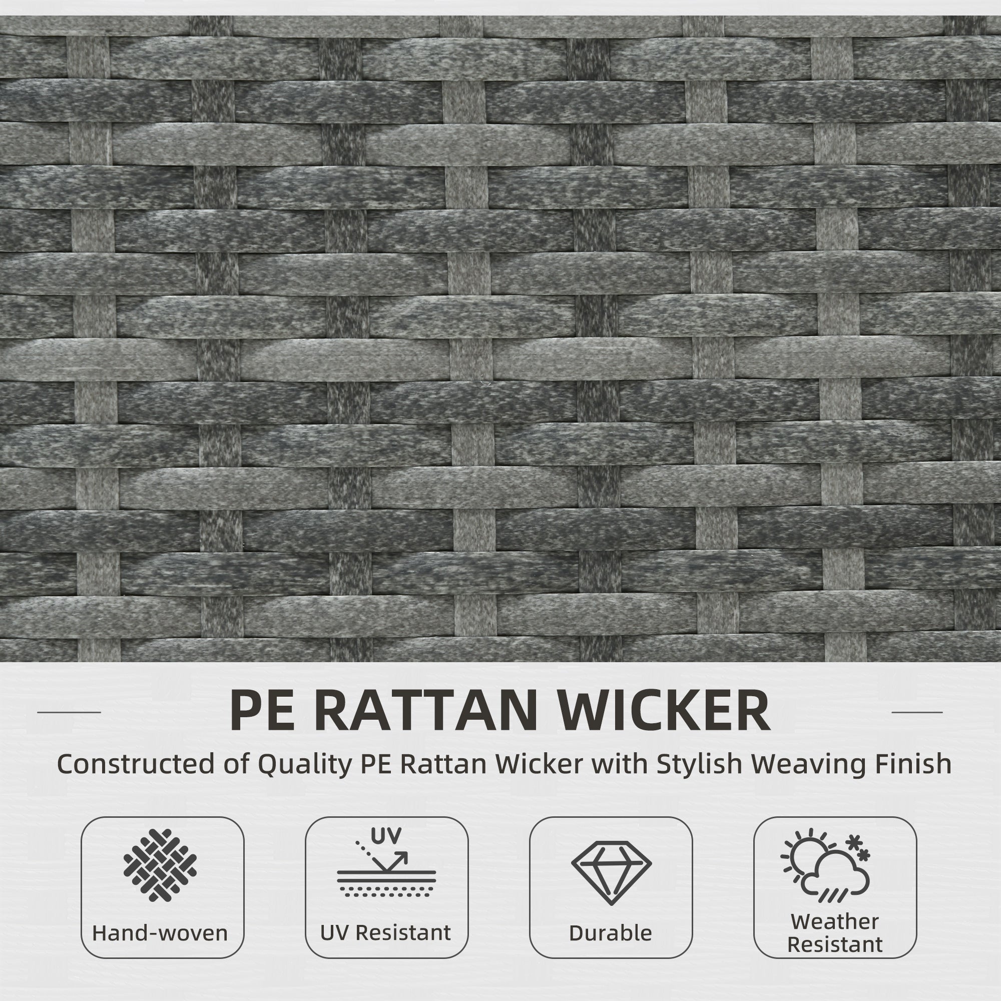 Outsunny Rattan Wicker 3-Piece Patio Set, Outdoor Conversation Furniture with Loveseats, Coffee Table, Beige Cushions