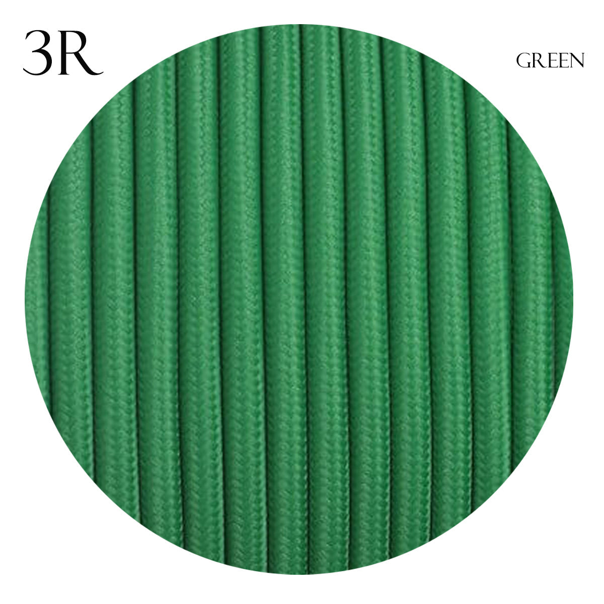 Electrical 3 Core 0.75mm Fabric Power Cable Green~2114