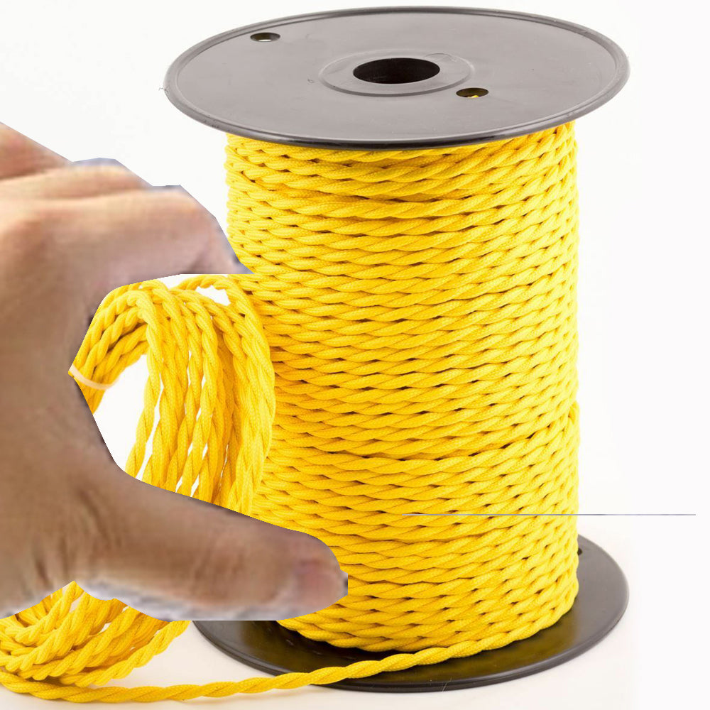 3 Core Electrical Twisted Fabric wire Yellow~2095