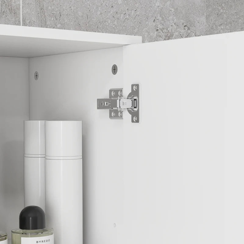 71" Tall Bathroom Storage Cabinet, Narrow Linen Tower with Drawer, Open Shelves, 2 Doors Cabinets and Adjustable Shelves, High Gloss White