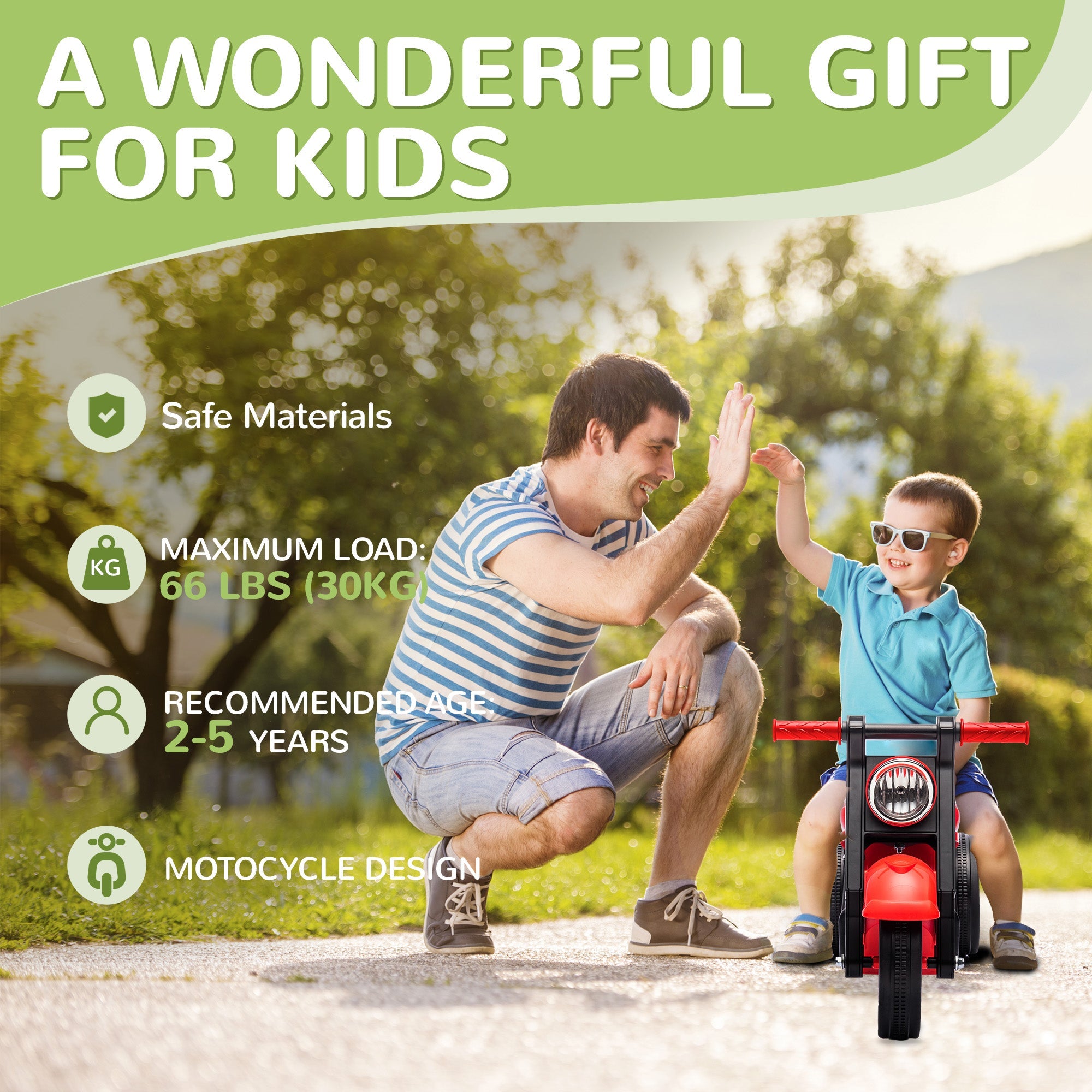 Qaba Foot to Floor Toddler Ride on Toy, Sliding Toddler Car with Music and Bubble, for 2-5 Years Old, Red