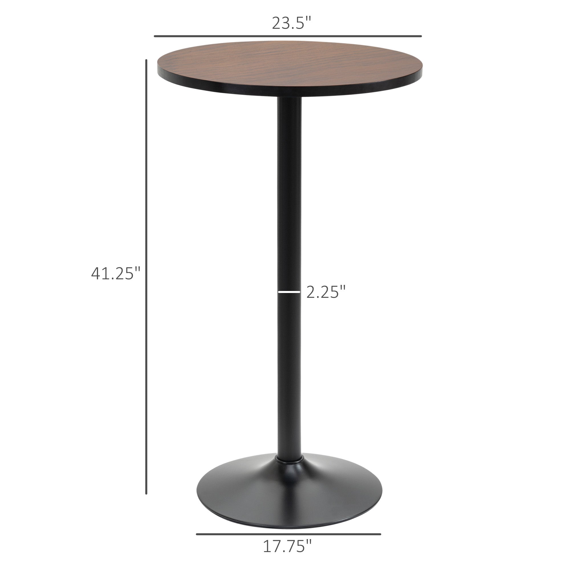HOMCOM 42" Rustic Bar Table Industrial Chic Round Bistro Table Metal Base Elm Wood Top Bar Height Pub Table Kitchen Breakfast