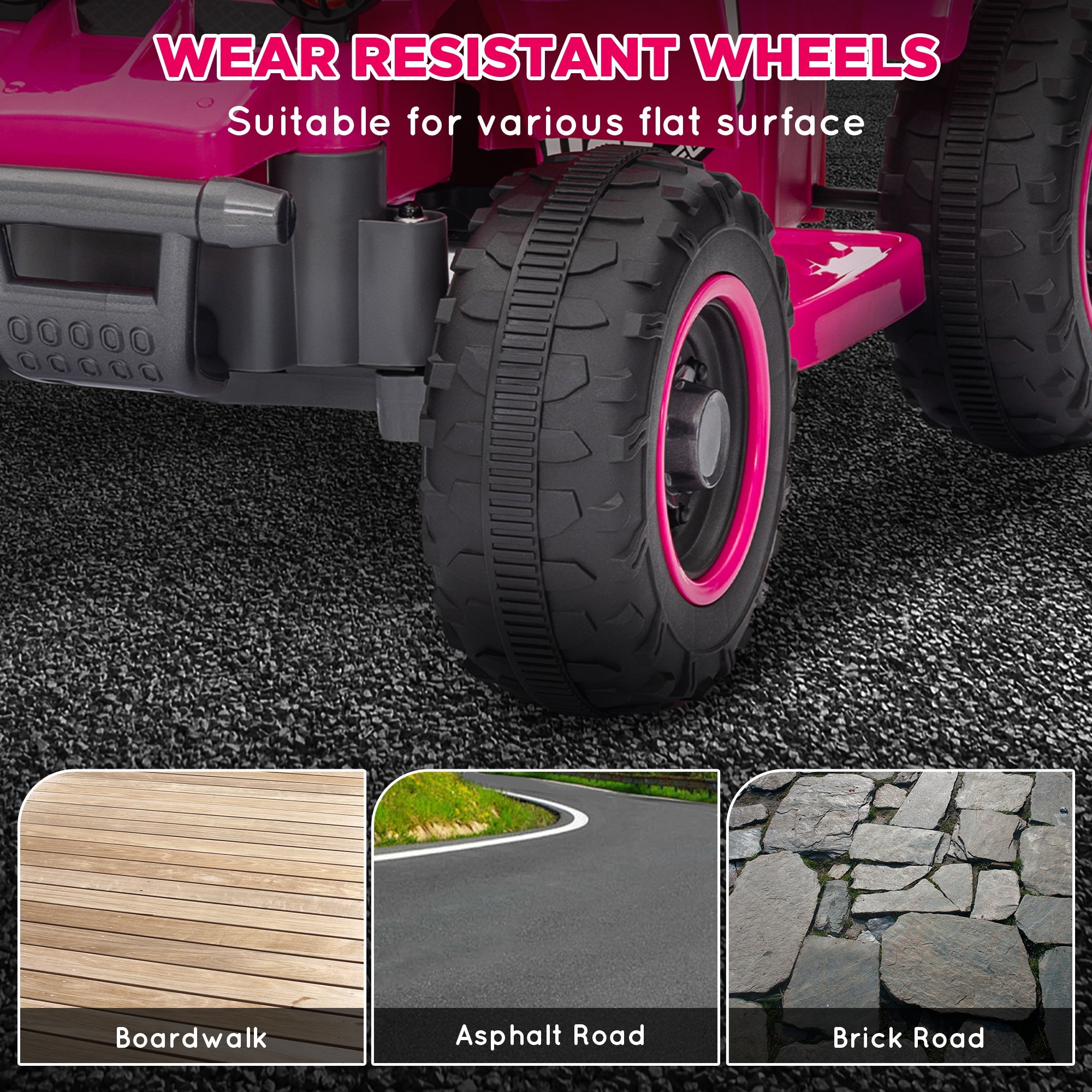 Qaba 6V Kids ATV Quad, 4 Wheeler Battery Powered Electric Ride on Car w/ Lights, Forward Backward, for 3-6 Years, Pink