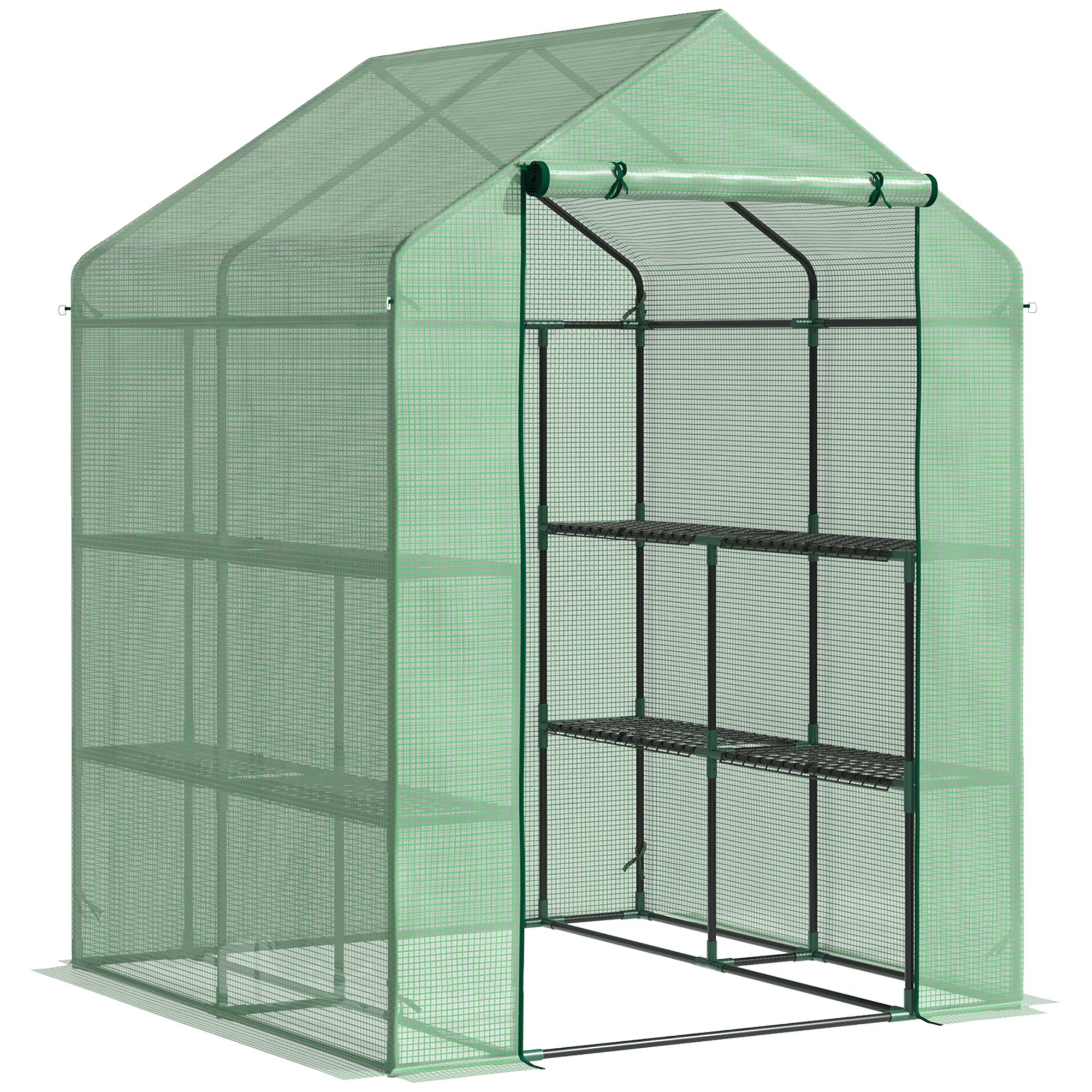 Outsunny Walk-in Grow Sanctuary: 56" x 54" x 74"Portable Outdoor Botanical Warm Abode with 8 Shelves Clear Cover