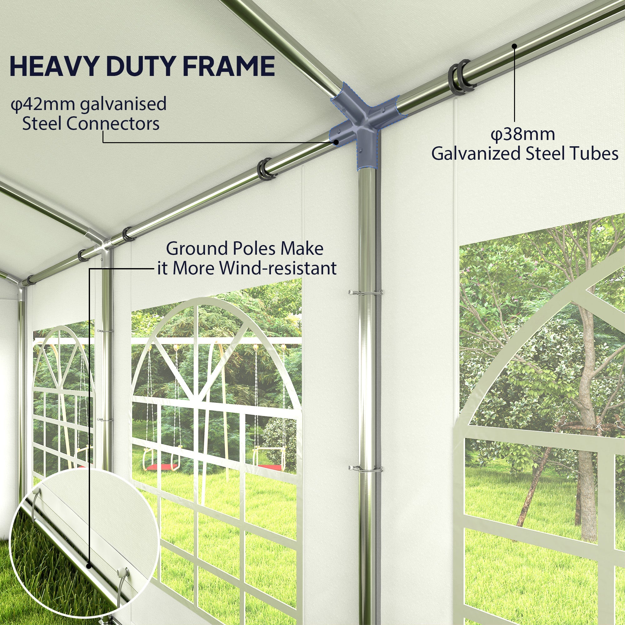 Outsunny 19.6' x 26' Heavy Duty Party Tent and Carport, Outdoor Canopy Tent with Removable Sidewalls, 8 Windows and Vents