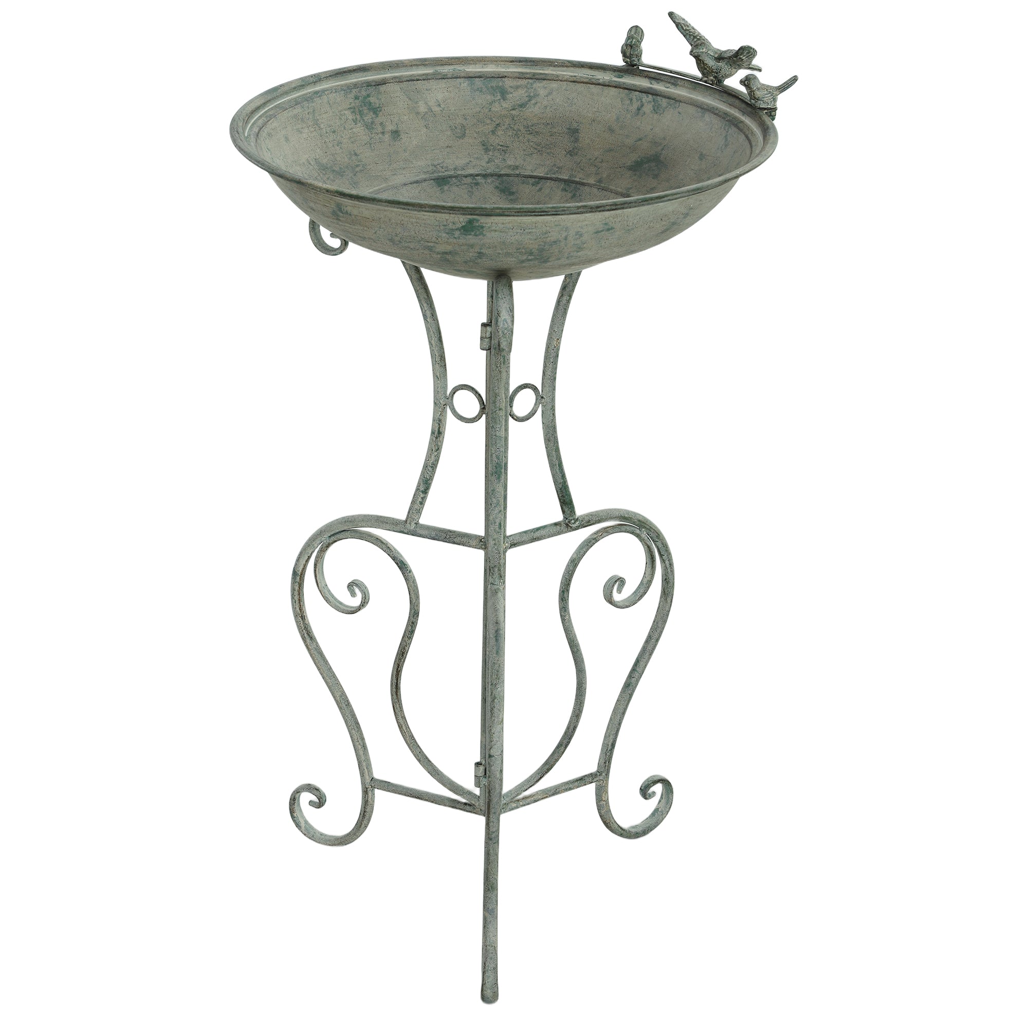 Outsunny Metal Bird Bath for Outdoors, 19.3" Tall Round Birdbath with Bird Statues and Decorative Stand, Freestanding Bird Feeder for Garden, Yard, Patio Decor, Bronze