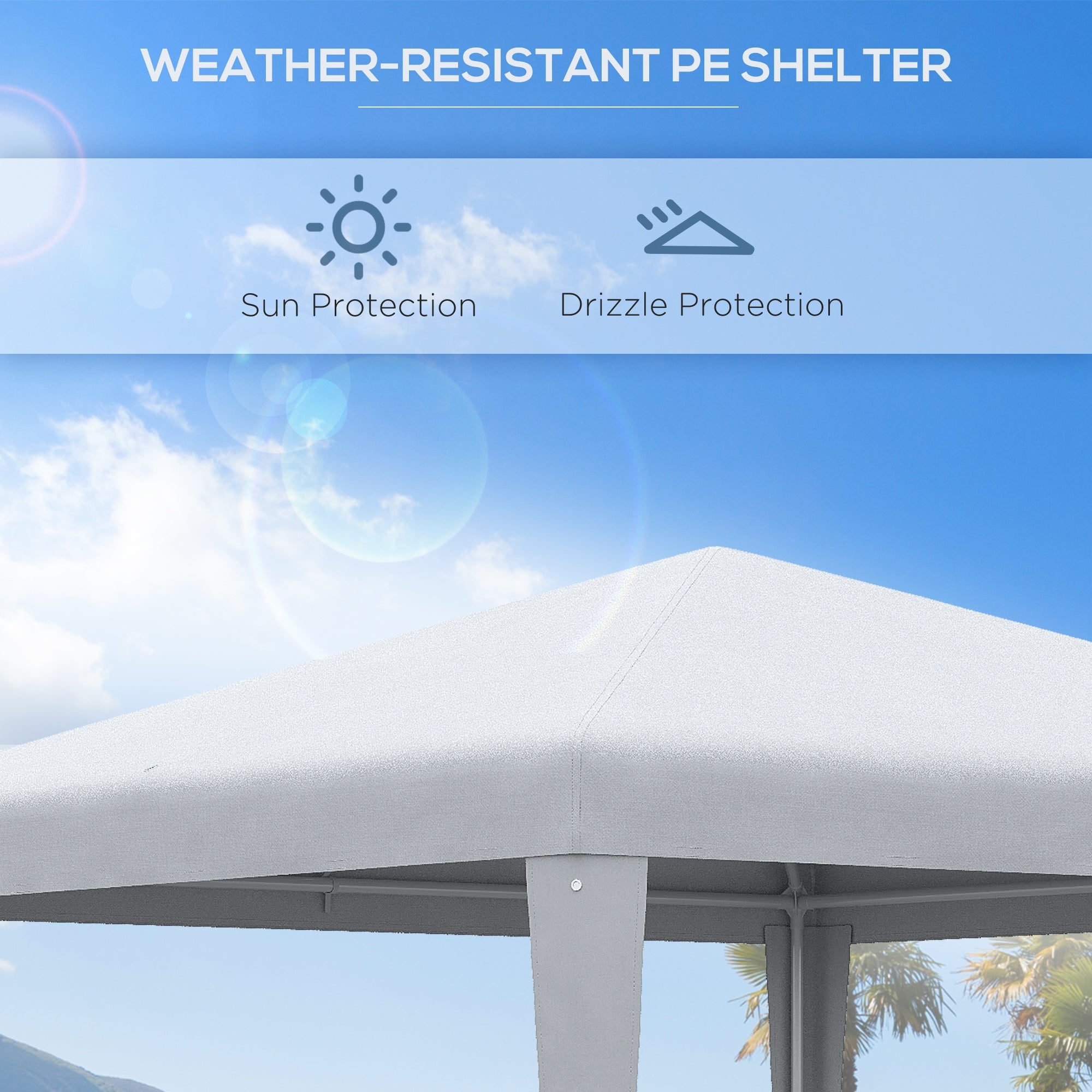 Outsunny 9' x 9' Portable Canopy Party Tent Gazebo Outdoor Sunshade for Weddings Parties with Dressed Legs, White