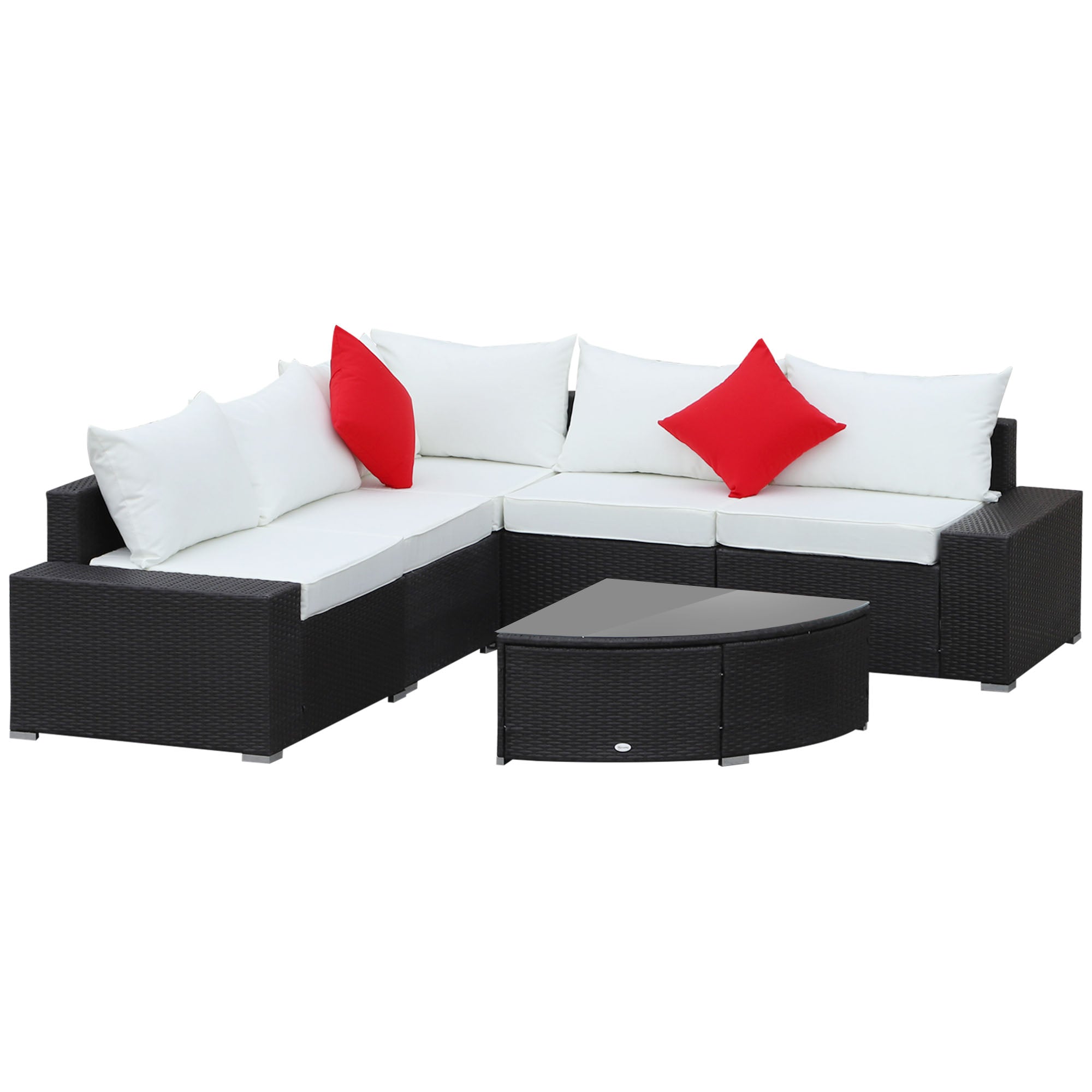 Outsunny 6-Piece Outdoor Wicker Sectional, All-Weather Rattan Sofa Set with Coffee Table for Garden Lounging
