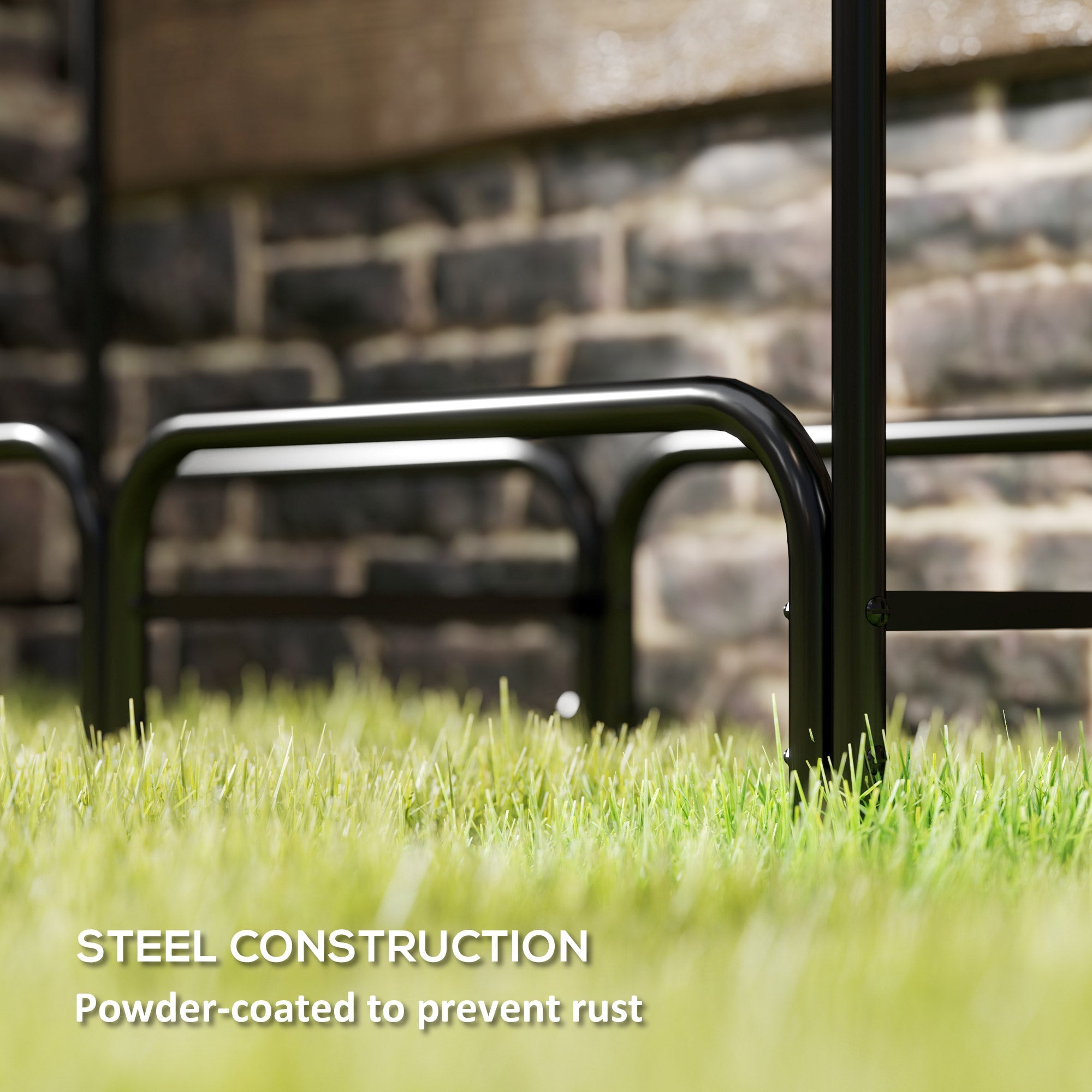 Outsunny 4ft Outdoor Firewood Rack with Cover and Carrier, Adjustable Wood Storage Holder, Indoor Outdoor Log Rack, Black