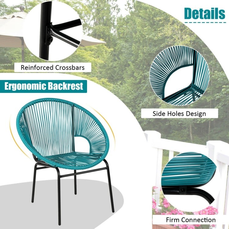 3PCS Patio Acapulco Furniture Bistro Set with GlassTable-Turquoise