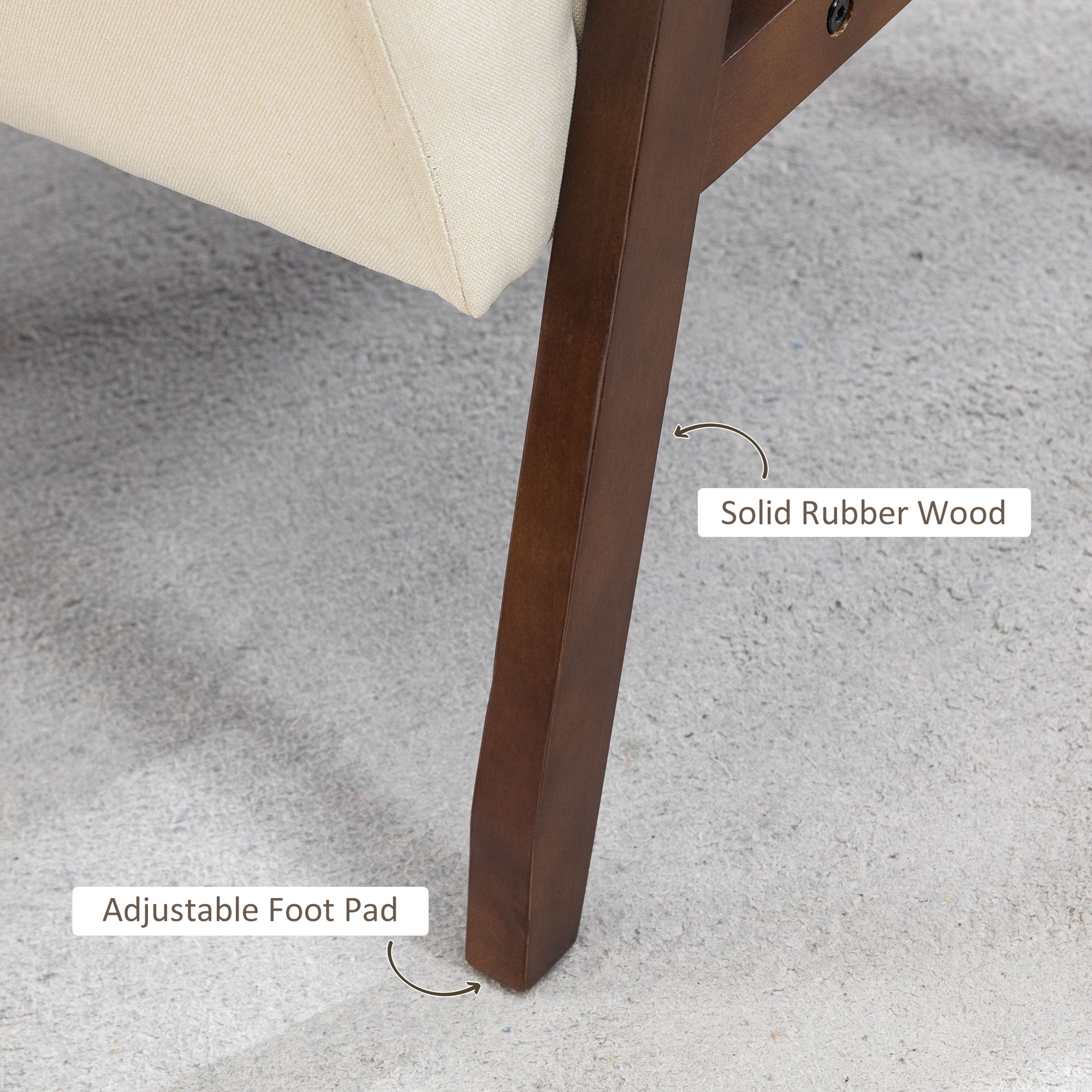 HOMCOM Accent Chair Modern Cushioned Seat Upholstered Linen Armchair Bedroom Living Room Cream White