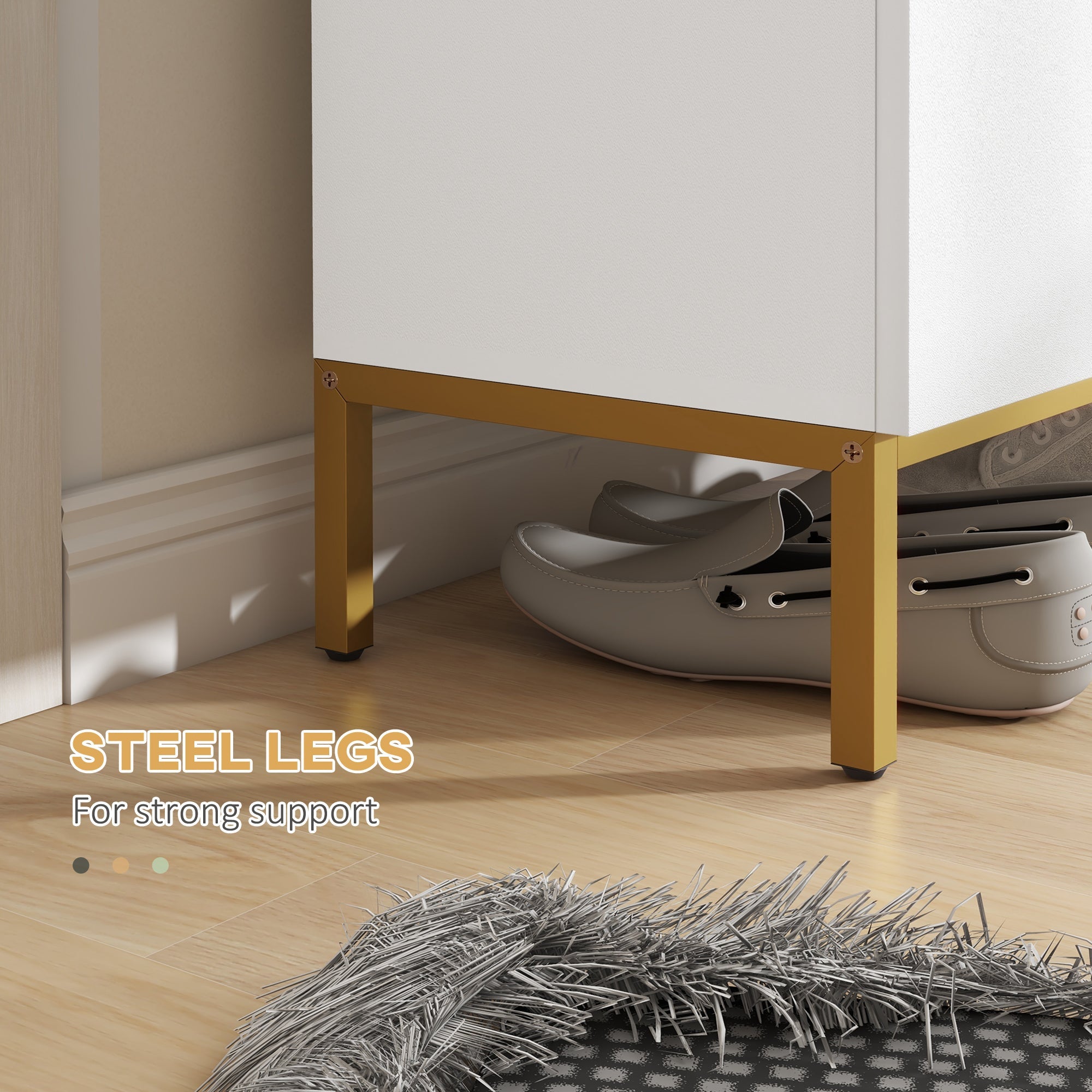 HOMCOM Narrow Shoe Storage Cabinet Adjustable Shelves Soft-Close Hinges for 15-20 Pairs White