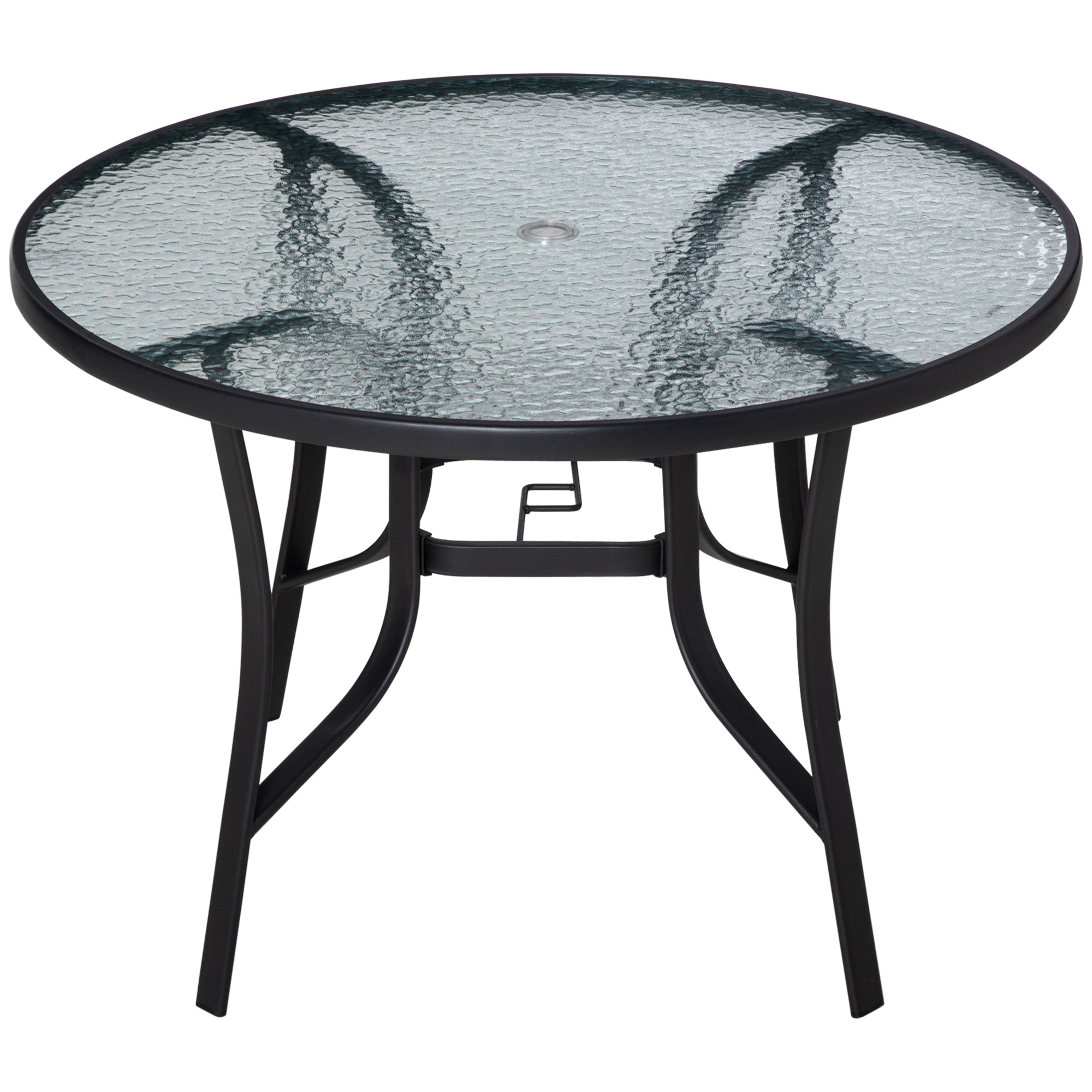 Outsunny Round Patio Dining Table 42-inch with Umbrella Hole for Backyard Steel