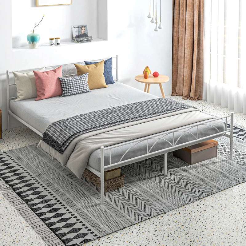 Metal Queen Platform Bed Frame with Headboard, Steel Slat Support, Underbed Storage, No Box Spring Needed, Easy Assembly