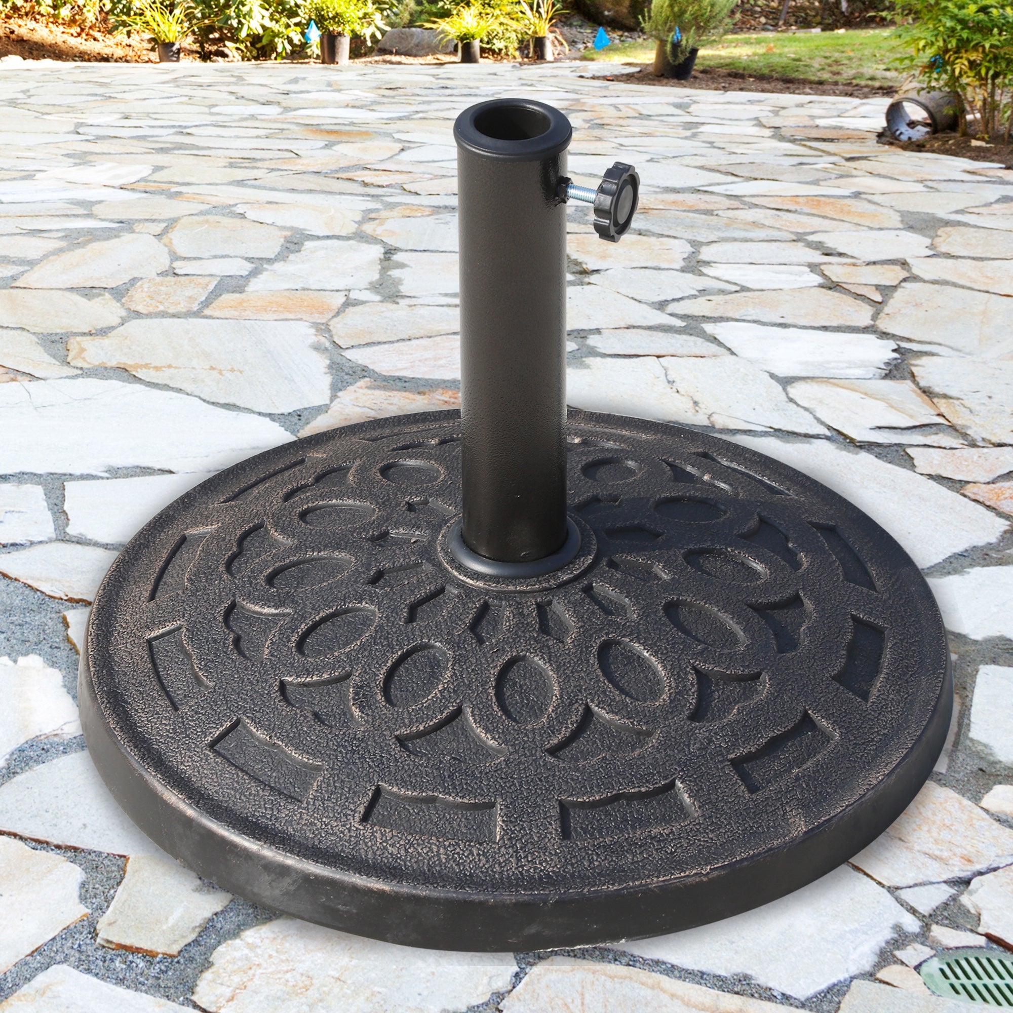 Outsunny Patio Umbrella Base 31 lb Heavy Duty Round Market Umbrella Holder Outdoor Garden Backyard Bronze