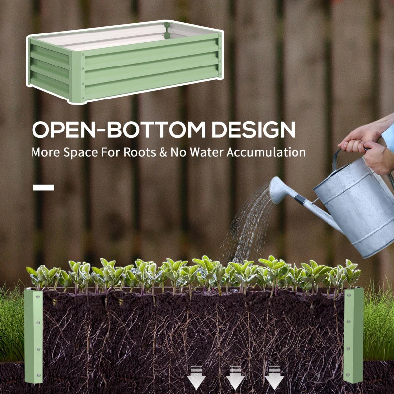 Galvanized Raised Garden Bed, Outdoor Planter Box for Vegetables, Flowers, Herbs, 4' x 2' x 1', Light Green