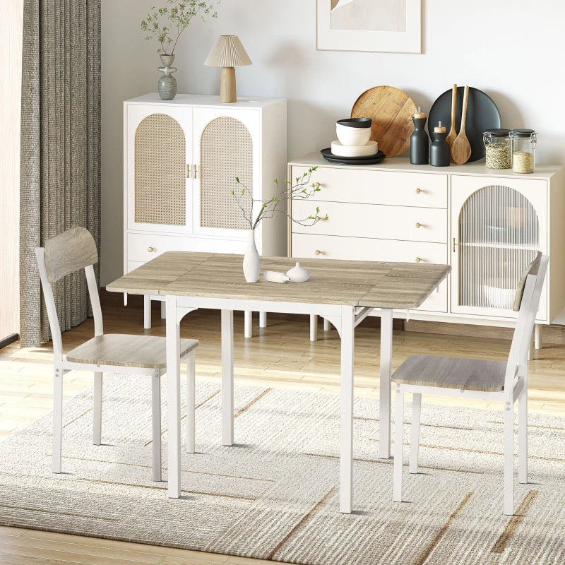 Foldable Dining Table Set for 2, Drop-Leaf Kitchen Table with 2 Chairs for Apartments, Studios, Natural Drop-leaf Dining Table Set Includes 2 Chairs