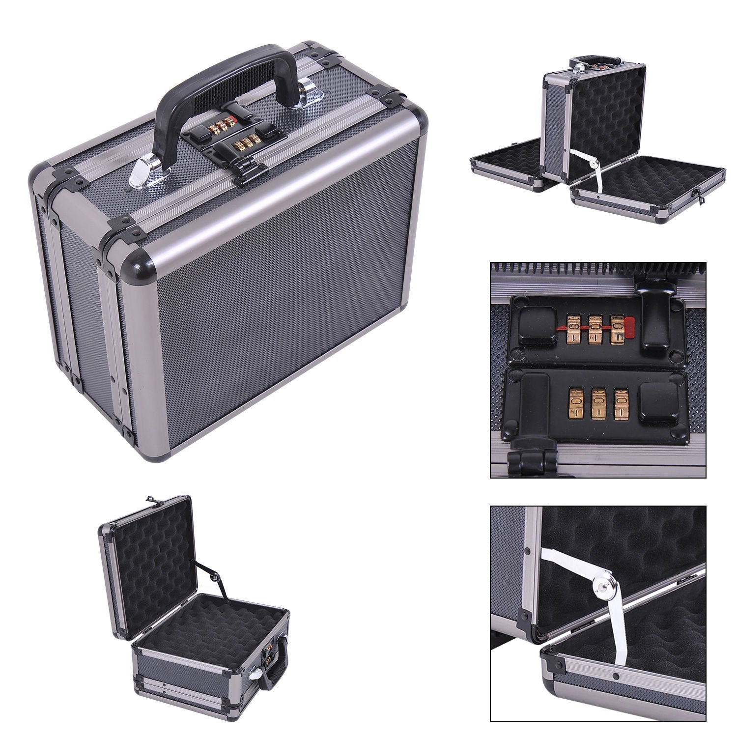 HOMCOM Secure Firearm Vault: Double-Locking Gun Cabinet Safe Storage Box with Code Protector Case, Black Finish