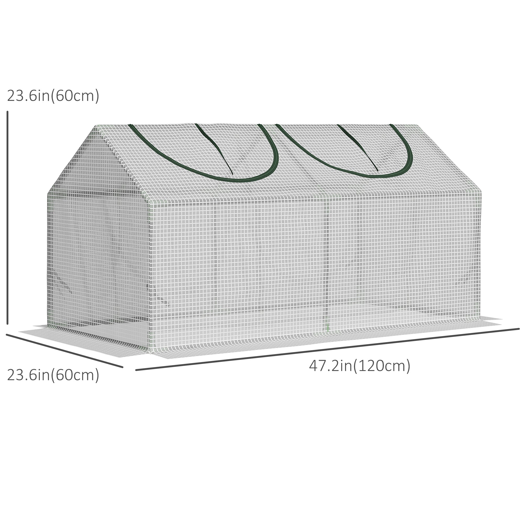 Outsunny Portable Mini Grow Refuge: 47" x 24" x 24" Outdoor Floral Plant Warm Haven 2 Windows Steel PE Cover White