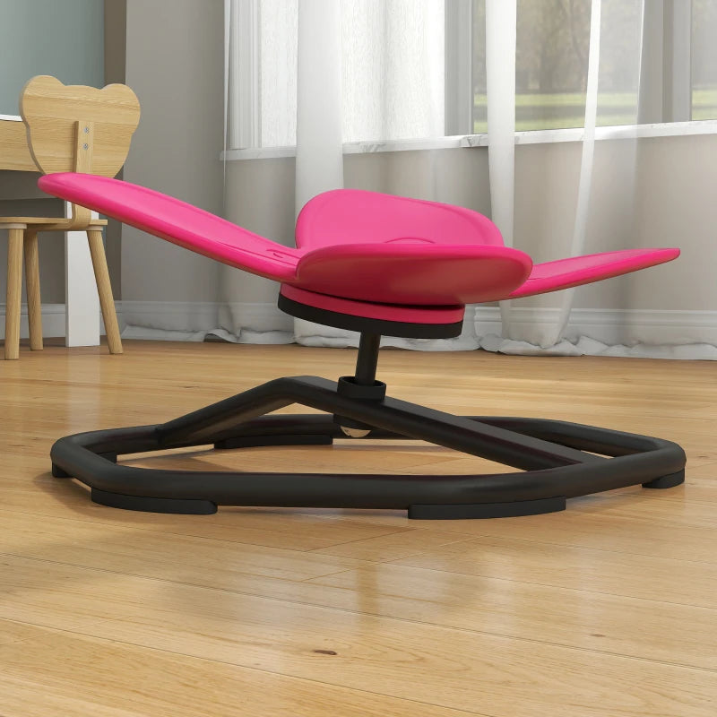 Qaba Butterfly-Shaped Kids Swivel Chair, Non-Slip Sit and Spin Sensory Chair for Training Body Coordination, Pink