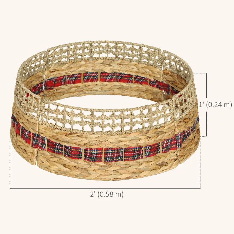 HOMCOM 23" Rustic Water Hyacinth Christmas Tree Skirt – Woven Tree Collar for Holiday, Party, & Home DecorationHOMCOM 23" Rustic Water Hyacinth Christmas Tree Skirt – Woven Tree Collar for Holiday, Party, & Home Decoration