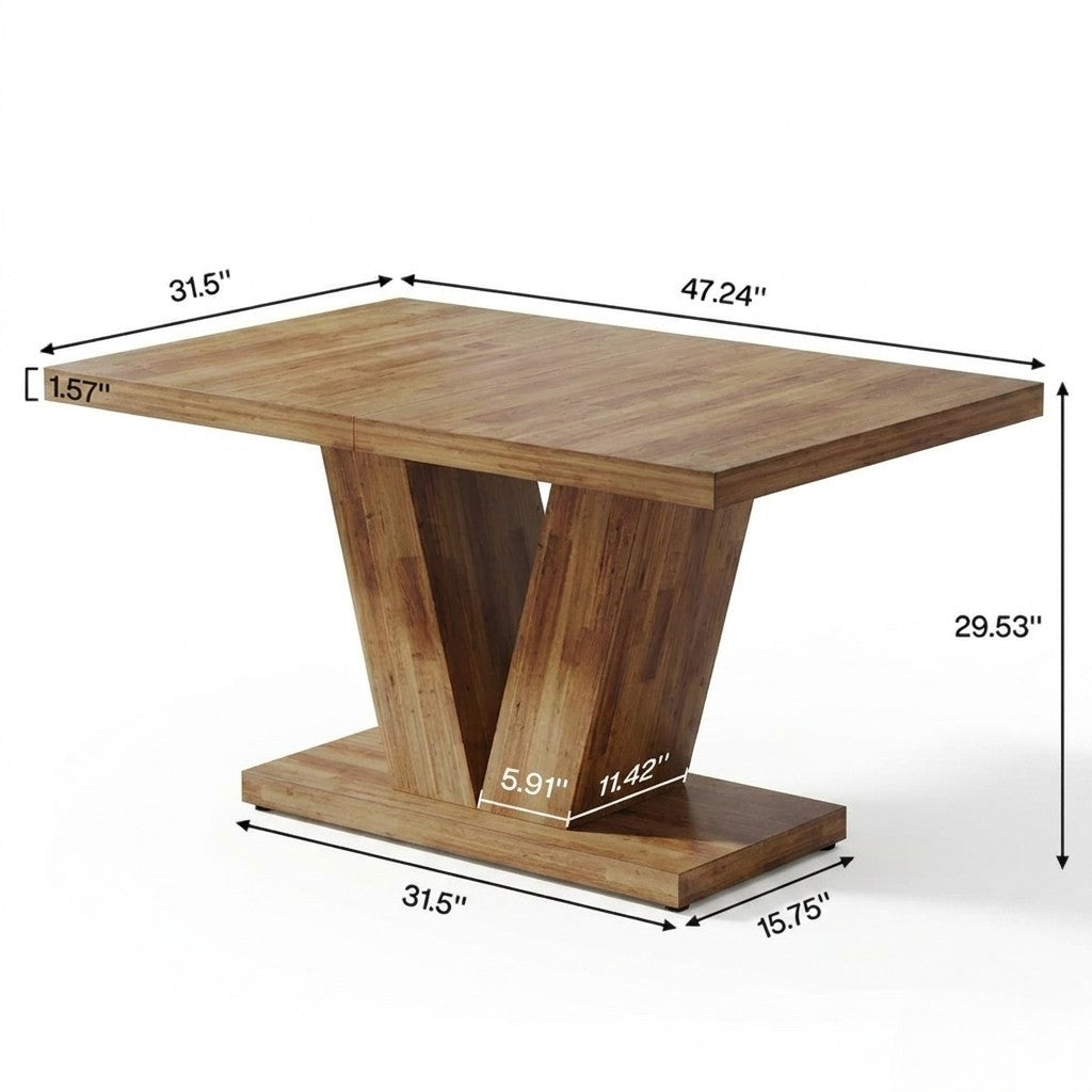 47" Wooden Dining Table with Heavy-Duty Pedestal, Farmhouse Kitchen Table