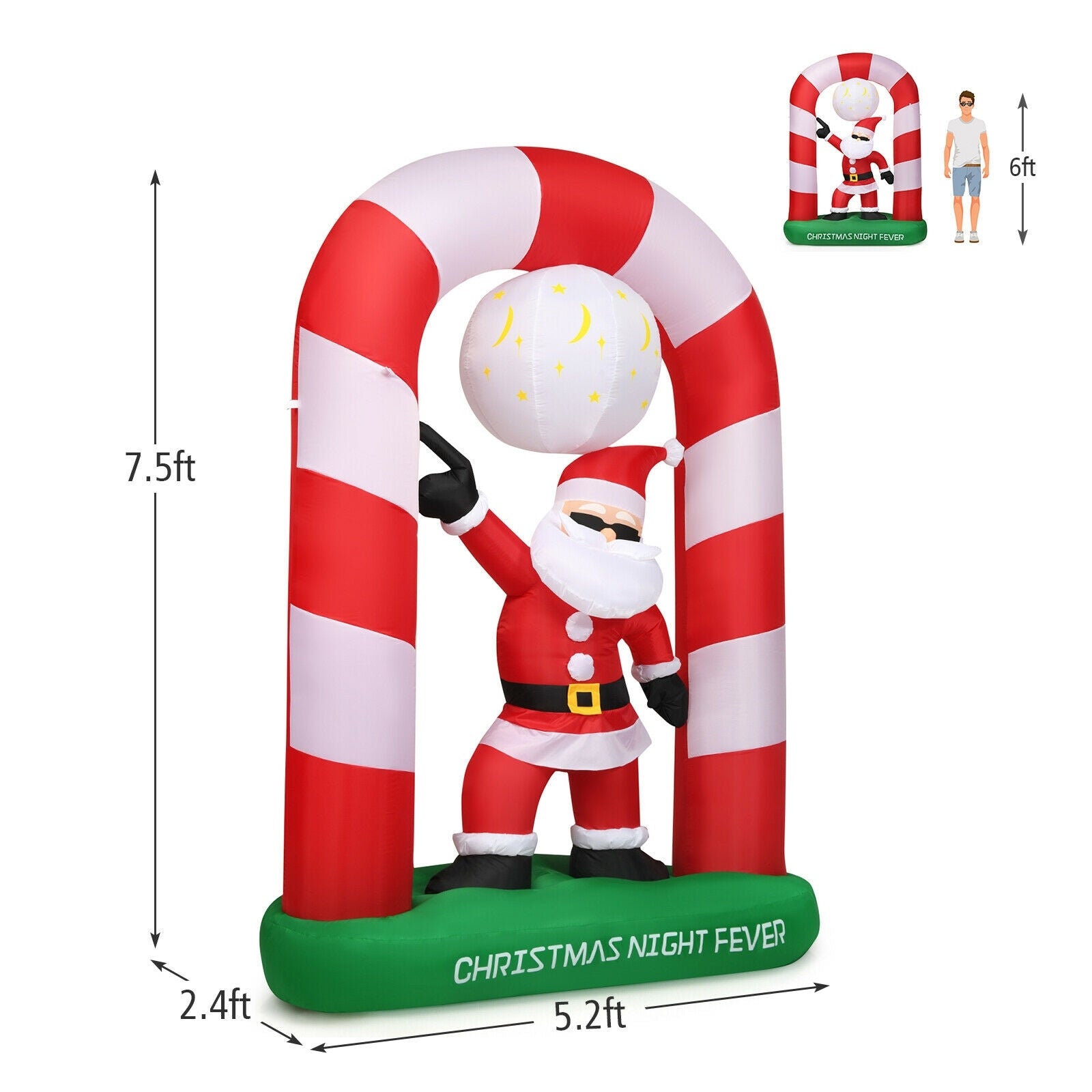 7.5 Feet Inflatable Christmas Lighted Santa ClausÂ
