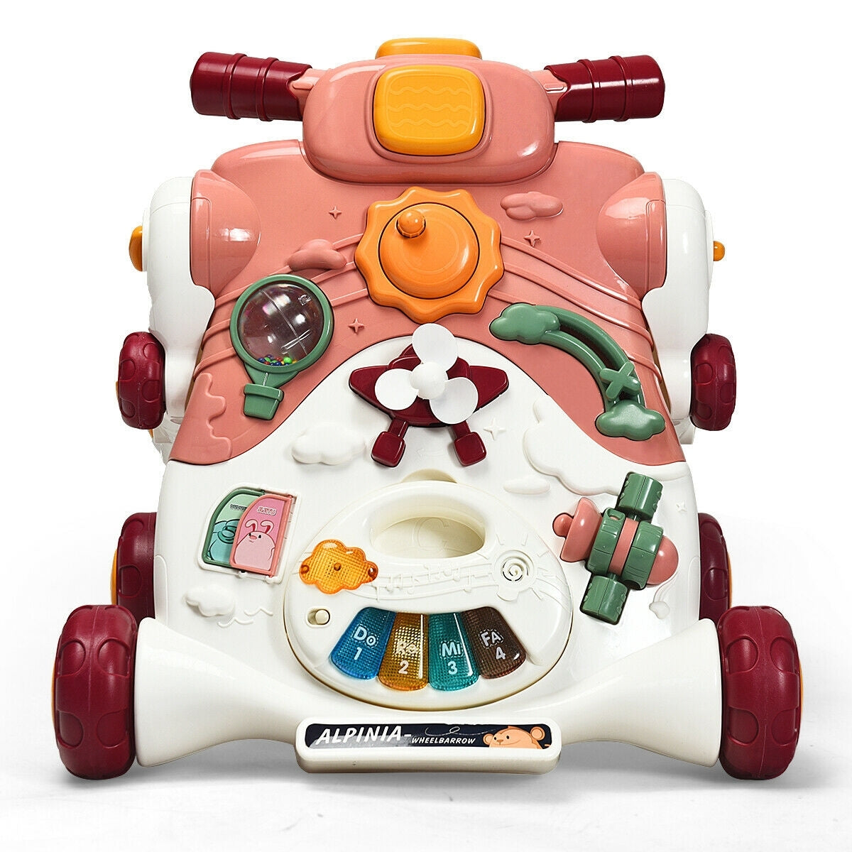 3-in-1 Baby Sit-to-Stand Walker with Music and Lights-PinkÂ