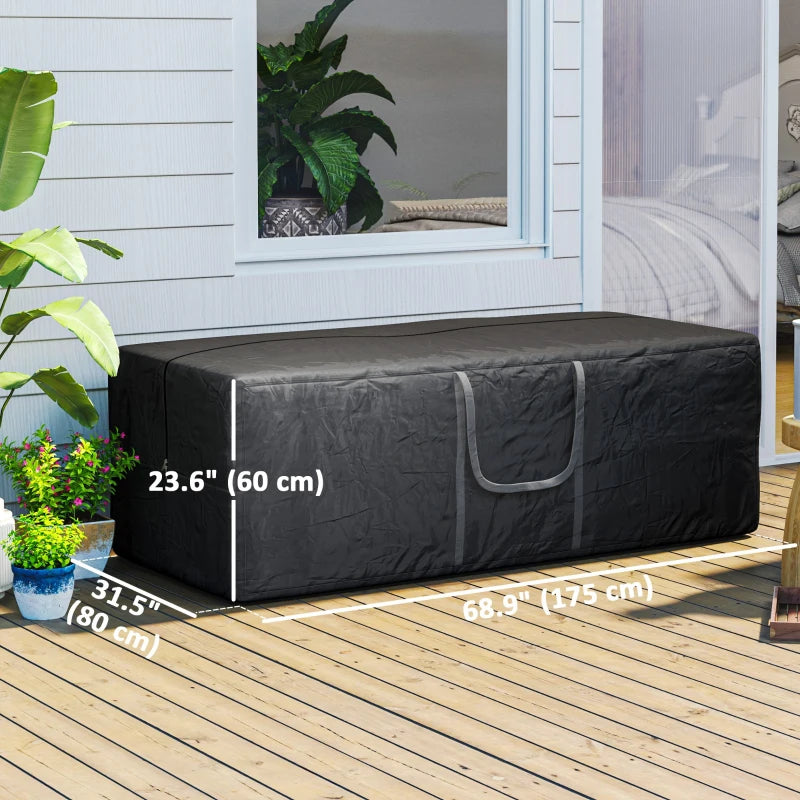 Outsunny 840L Outdoor Patio Cushion Storage Bag – UPF30+, Waterproof 600D Oxford, Heavy Duty, Black